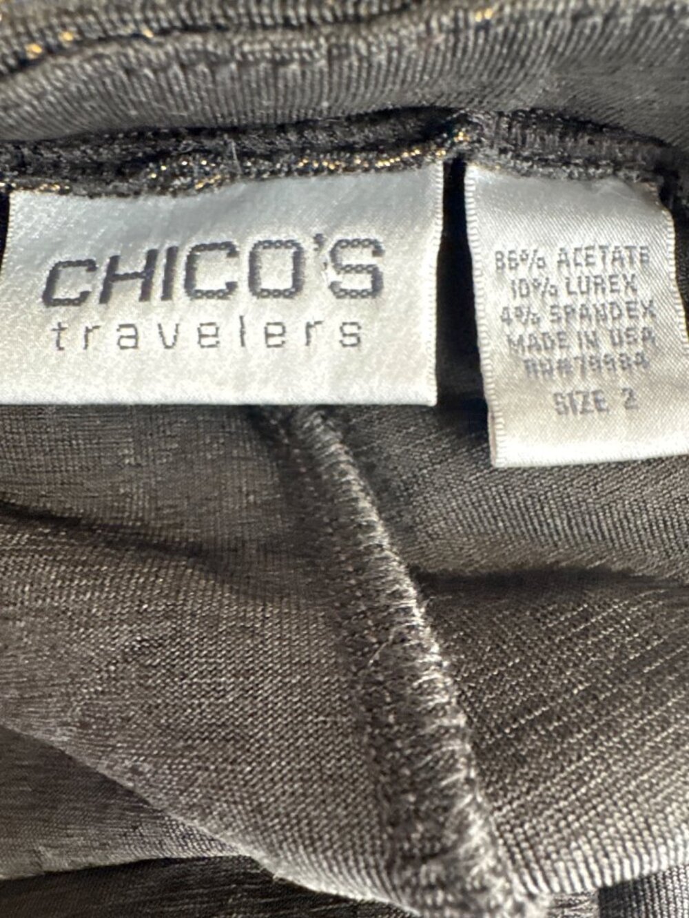 Chicos 2 Travelers  Shimmer Midi Skirt Size large Acetate Blend - Picture 3 of 3